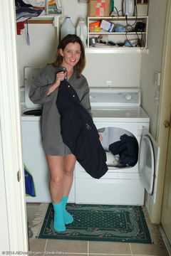 30 year old Sally Jones from AllOver30 doing a little naked laundry