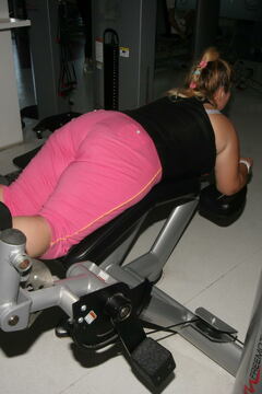 Mature women getting a workout during gym