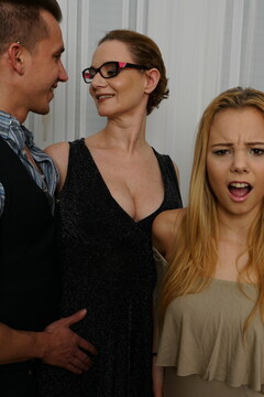 A hot threesome with a hot mom and her stepdaughter