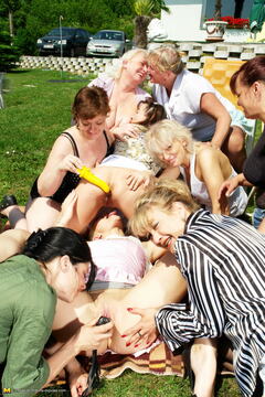 A very special old and young lesbian gang bang