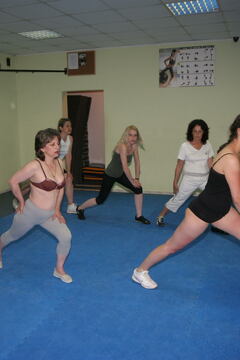 Mature women working out with and without clothes on